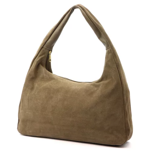 Luka 26-050 taupe női velúr bőr válltáska 44 x 23 x 13 cm
