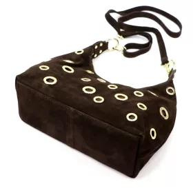   Luka 26-052 barna női velúr bőr válltáska, oldaltáska 35 x 26 x 13 cm