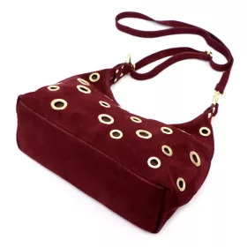   Luka 26-052 bordó női velúr bőr válltáska, oldaltáska 35 x 26 x 13 cm