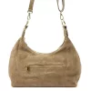 Luka 26-052 taupe női velúr bőr válltáska, oldaltáska 35 x 26 x 13 cm
