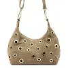 Luka 26-052 taupe női velúr bőr válltáska, oldaltáska 35 x 26 x 13 cm
