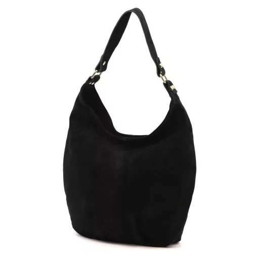 Luka 26-049 fekete női velúr bőr válltáska 34 x 30 x 15 cm