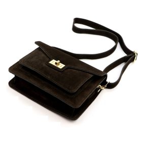   Luka 26-061 sötétbarna női velúr bőr oldaltáska 23 x 16.5 x 9 cm