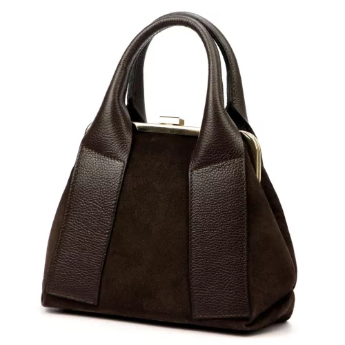 Luka 26-064 barna női velúr bőr kézitáska 26 x 21 x 12 cm