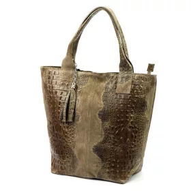   Luka 26-026 CROCO taupe női krokodil mintás bőr válltáska, shopper 40 x 36 x 19 cm