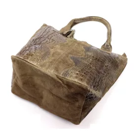   Luka 26-026 CROCO taupe női krokodil mintás bőr válltáska, shopper 40 x 36 x 19 cm