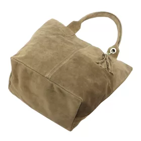  Luka 26-026 taupe női velúr bőr válltáska, shopper 40 x 35 x 18 cm