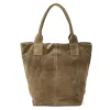 Luka 26-026 taupe női velúr bőr válltáska, shopper 40 x 35 x 18 cm