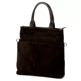  Luka 26-066 sötétbarna női velúr bőr kézitáska, oldaltáska 36 x 32 x 10 cm
