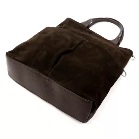   Luka 26-066 sötétbarna női velúr bőr kézitáska, oldaltáska 36 x 32 x 10 cm