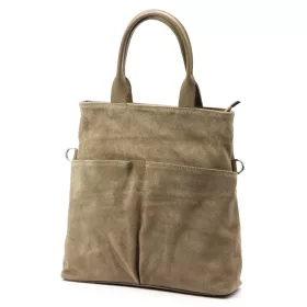   Luka 26-066 taupe női velúr bőr kézitáska, oldaltáska 36 x 32 x 10 cm