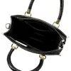 Luka 26-072 fekete krokodilmintás-velúr bőr női kézitáska 30 x 28 x 13 cm