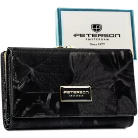   Peterson PTN PS108-MLF fekete női bőr pénztárca 14,5 x 9,5 x 3 cm