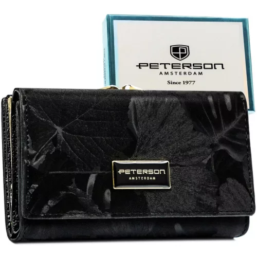 Peterson PTN PS108-MLF fekete női bőr pénztárca 14,5 x 9,5 x 3 cm