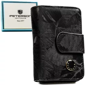   Peterson PTN PS115-MLF RFID fekete női bőr pénztárca 14,5 x 9,5 x 3 cm