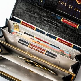   Peterson PTN PS122-MLF RFID fekete női pénztárca 18,5 x 9,5 x 3 cm