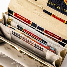   Peterson PTN PS122-MLF-2517 RFID bézs női pénztárca 18,5 x 9,5 x 3 cm