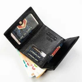   Peterson PTN PS15-09-MLF fekete női bőr pénztárca 12 x 9.5 x 2.8 cm