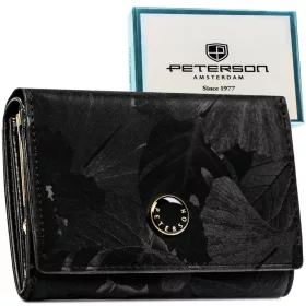   Peterson PTN PS445-MLF fekete női bőr pénztárca 14,5 x 9,5 x 3 cm, RFID
