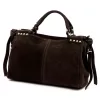 Camilla PREMIUM 10.008 sötétbarna női velúr bőr kézitáska 35 x 23 x 16 cm