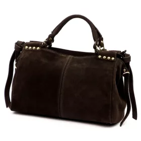   Camilla PREMIUM 10.008 sötétbarna női velúr bőr kézitáska 35 x 23 x 16 cm