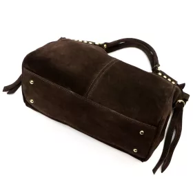   Camilla PREMIUM 10.008 sötétbarna női velúr bőr kézitáska 35 x 23 x 16 cm