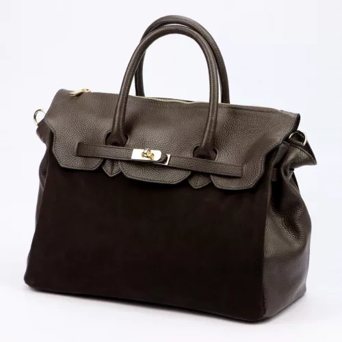 Camilla PREMIUM 10.009 sötétbarna női bőr kézitáska 40 x 30 x 19 cm