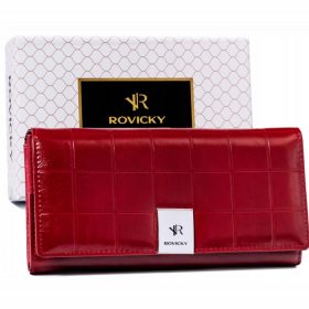   Rovicky RPX-27A-3 nagyméretű piros rostbőr női pénztárca