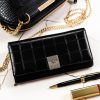 Rovicky RPX-20A-3 nagyméretű fekete női bőr-rostbőr pénztárca