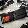 Peterson PTN N992-DOT BLACK fekete férfi bőr pénztárca, öv ajándék szett 125 cm