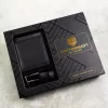 Peterson PTN N992-DOT BLACK fekete férfi bőr pénztárca, öv ajándék szett 125 cm