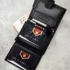 Peterson PTN N4L-DOT BLACK fekete férfi bőr pénztárca-öv ajándék szett 125 cm