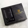 Peterson PTN N4L-DOT BLACK fekete férfi bőr pénztárca-öv ajándék szett 125 cm