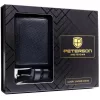 Peterson PTN N4-DOT BLACK fekete férfi pénztárca–öv bőr ajándék szett 125 cm