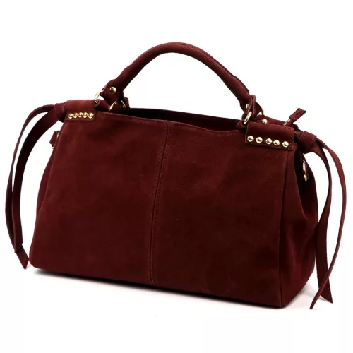 Camilla PREMIUM 10.008 bordó női velúr bőr kézitáska 35 x 23 x 16 cm
