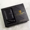 Peterson PTN SET N4L-DOT BLACK fekete férfi bőr pénztárca-öv ajándék szett 115 cm
