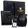 Peterson PTN SET N4L-DOT BLACK fekete férfi bőr pénztárca-öv ajándék szett 115 cm