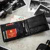 Peterson PTN SET N992-DOT BLACK fekete férf bőr pénztárca, öv ajándék szett 115 cm