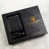 Peterson PTN SET N992-DOT BLACK fekete férf bőr pénztárca, öv ajándék szett 115 cm