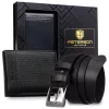 Peterson PTN SET N992-DOT BLACK fekete férf bőr pénztárca, öv ajándék szett 115 cm