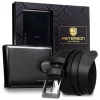 Peterson PTN SET N992L-NGV-125-8349 fekete férfi bőr öv, pénztárca szett 125 cm
