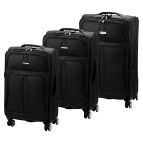 Pierre Cardin fekete puhafalú bőrönd szett 55/67/78 cm