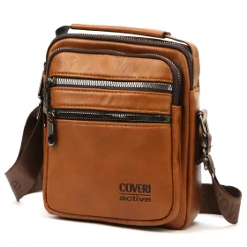 Coveri C5022 konyak férfi oldaltáska 21 x 18.5 x 8 cm