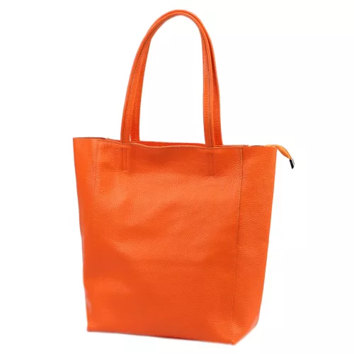 Luka 26-084 mandarin narancssárga női bőr válltáska, shopper 40 x 37 x 13 cm