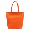 Luka 26-084 mandarin narancssárga női bőr válltáska, shopper 40 x 37 x 13 cm