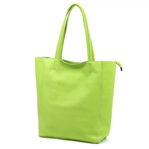 Luka 26-084 lime zöld női bőr válltáska, shopper 40 x 37 x 13 cm