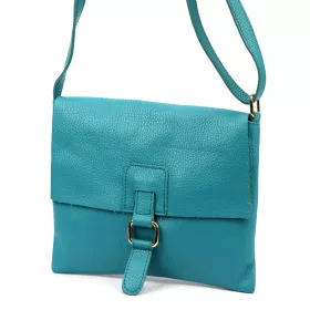   Luka 26-087 türkizkék női bőr oldaltáska, crossbody 25 x 20 x 4 cm