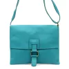 Luka 26-087 türkizkék női bőr oldaltáska, crossbody 25 x 20 x 4 cm