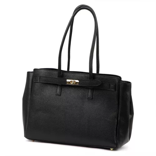 Camilla PREMIUM 10.004 fekete női bőr válltáska 37 x 24 x 14 cm