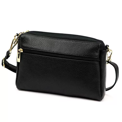Luka 26-092 fekete női bőr oldaltáska, crossbody 23 x 15 x 7 cm